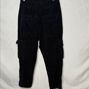Men’s MNML corduroy snap II elastic waist cargo black pants sz Lg